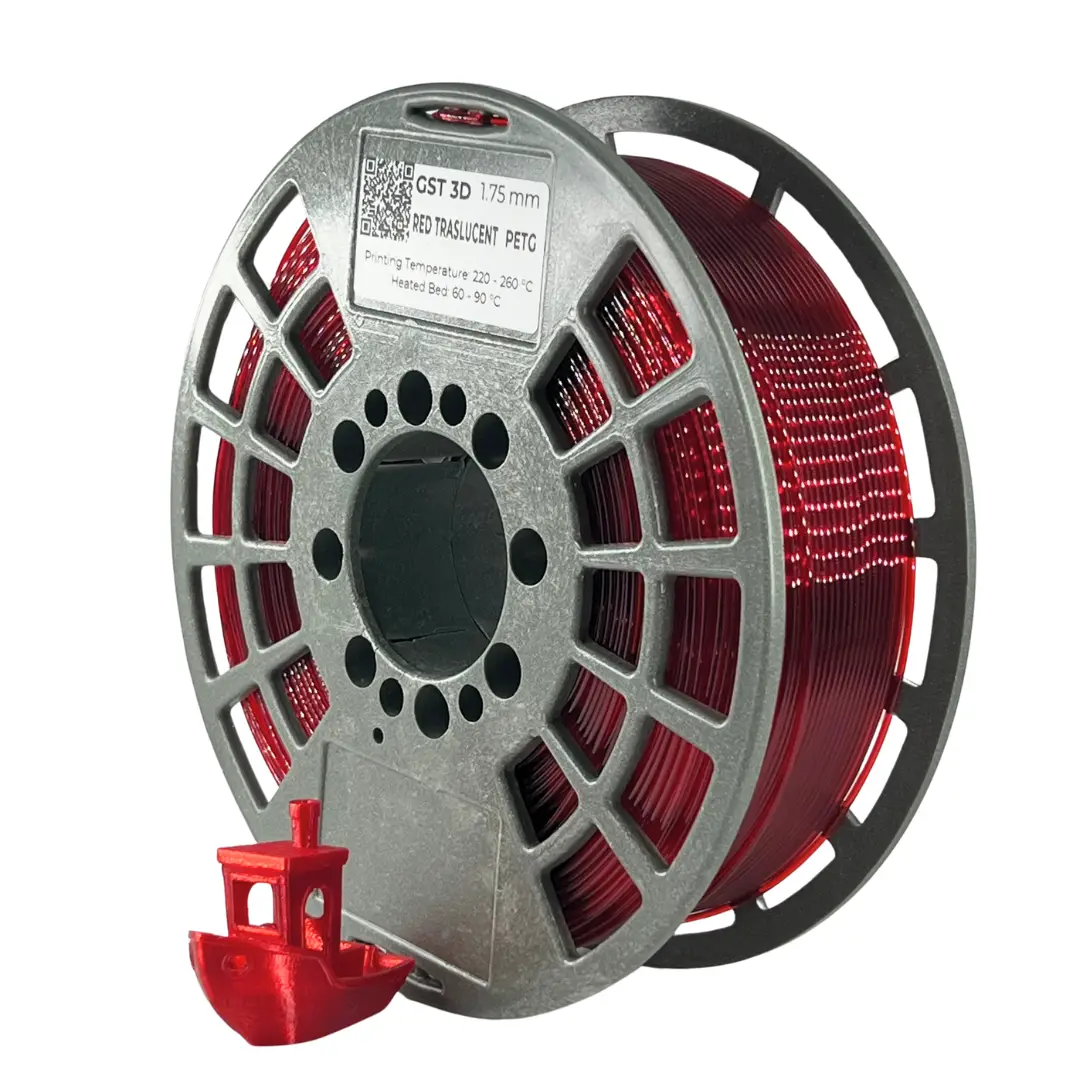 GST3D filament 1,75 mm PETG 1 kg piros áttetsző (red translucent)