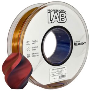 Professional Lab Silk PLA filament 1,75 mm, háromszínű piros–sárga–kék, 1 kg – tekercs nyomtatott mintával