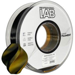 Professional Lab Silk PLA filament 1,75 mm, kétszínű fekete–arany, 1 kg – tekercs nyomtatott mintával