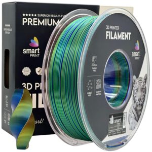 Smart Print Silk PLA filament 1,75 mm, háromszínű piros–kék–zöld, 1 kg – tekercs dobozzal