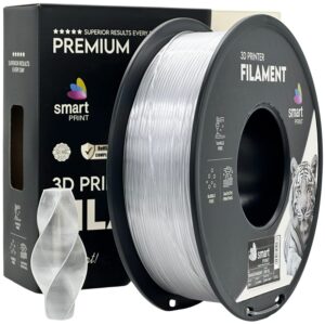 Smart Print PETG filament 1,75 mm, átlátszó, 1 kg – tekercs dobozzal