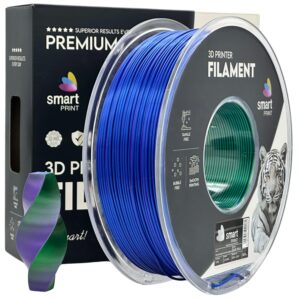 Smart Print Silk PLA filament 1,75 mm, háromszínű kék–zöld–lila, 1 kg – tekercs dobozzal