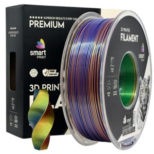 Smart Print Silk PLA filament 1,75 mm, háromszínű narancssárga–kék–zöld, 1 kg – tekercs dobozzal