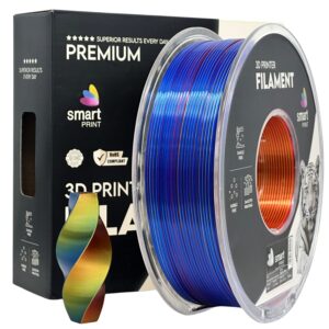 Smart Print Silk PLA filament 1,75 mm, háromszínű piros–sárga–kék, 1 kg – tekercs dobozzal